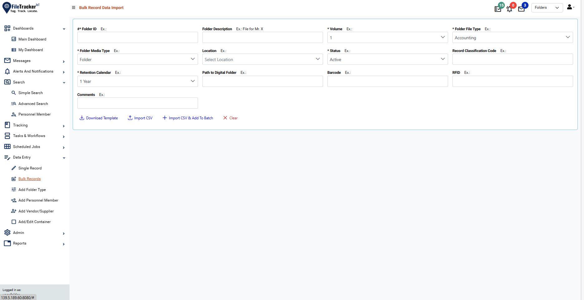 Data entry in software